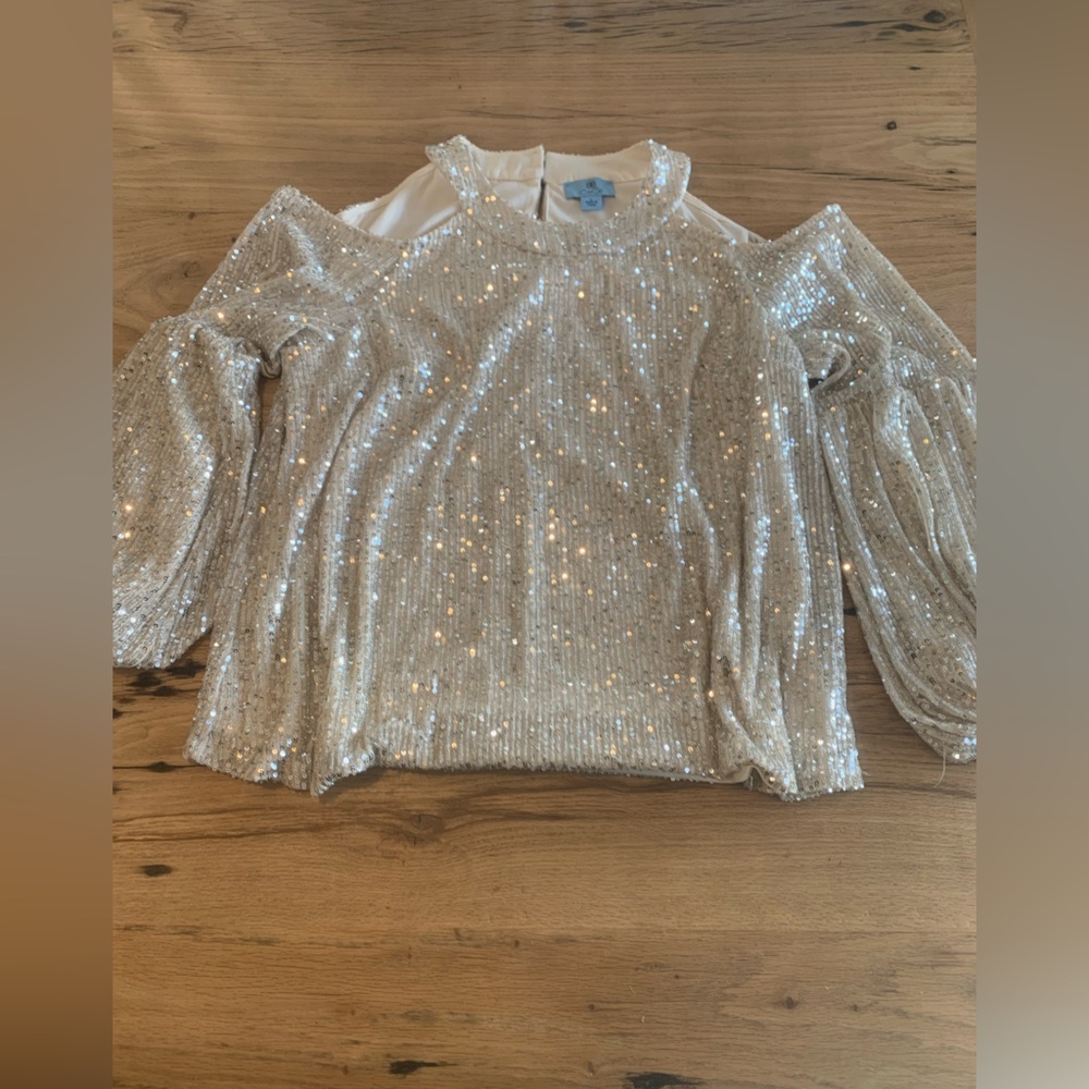 CeCe Gold Sequin Tunic Top